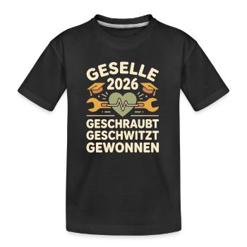 Geselle 2026 Geschraubt Gewonnen - Kinder Premium Bio T-Shirt - Schwarz - Vorne