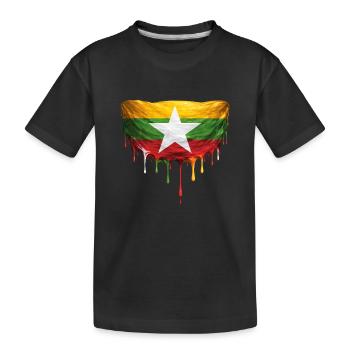 Myanmar Flag Drop Art - Kids' Premium Organic T-Shirt - black - Front
