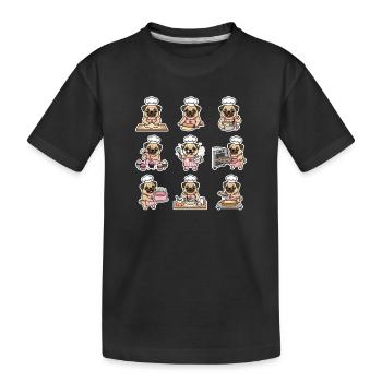 Lustiger Mops Baecker Backen Konditor - Kinder Premium Bio T-Shirt - Schwarz - Vorne