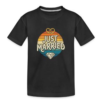 Juste marié Arc-en-ciel rétro - T-shirt bio Premium Enfant - noir - Devant