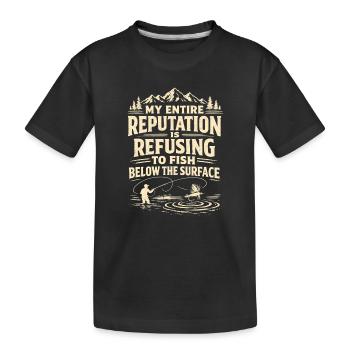 Jamais sous la surface | Humour sur la pêche à la mouche - T-shirt bio Premium Enfant - noir - Devant