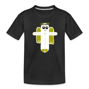 Cross Crucifix Angel Protector - Kids' Premium Organic T-Shirt - black - Front