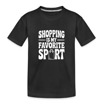 Einkaufen ist mein Lieblingssport - Kinder Premium Bio T-Shirt - Schwarz - Vorne