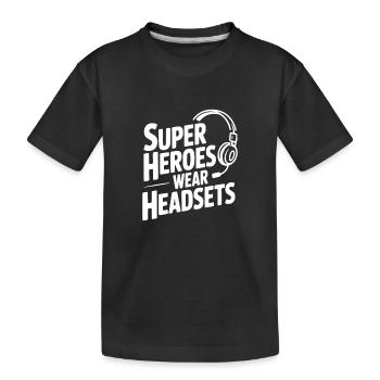 Superhelden tragen Headsets - Kinder Premium Bio T-Shirt - Schwarz - Vorne