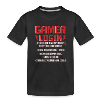 Gamer Logik Kraft im Spiel - Kinder Premium Bio T-Shirt - Schwarz - Vorne