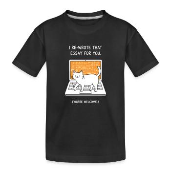 Chat écrivain sur ordinateur portable - T-shirt bio Premium Enfant - noir - Devant