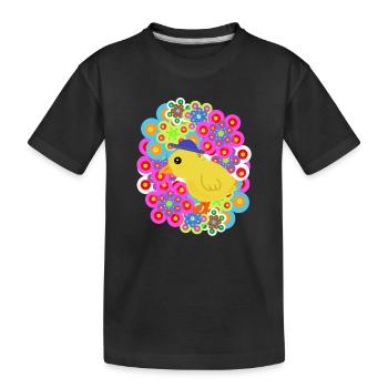 Retro Floral Chick Kids Child Chickens - Kids' Premium Organic T-Shirt - black - Front