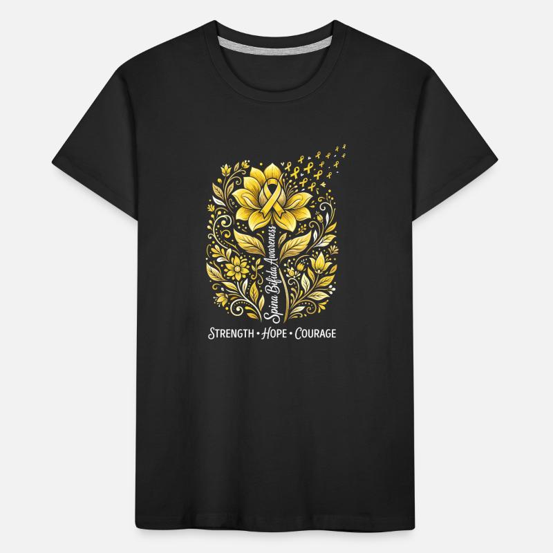 Couronne de Fleurs Dorées Force Espoir Courage T-shirt bio Premium Enfant