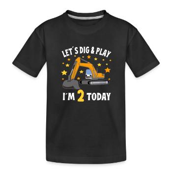 2nd Birthday Boy 2nd Birthday Excavator - Kids' Premium Organic T-Shirt - black - Front