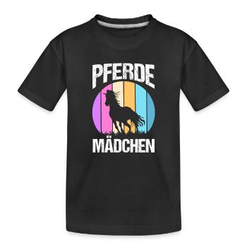 Reiten Pferdeliebhaber Reiterhof Pferde - Kinder Premium Bio T-Shirt - Schwarz - Vorne
