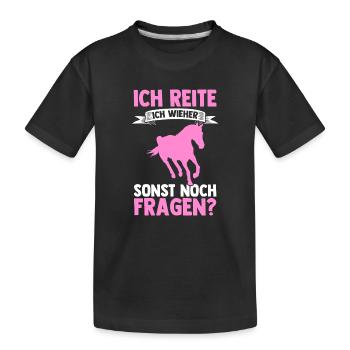 Reiten Pferdeliebhaber Reiterhof Pferde - Kinder Premium Bio T-Shirt - Schwarz - Vorne