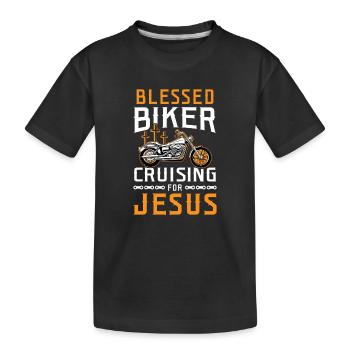 Favored Biker Cruising for Jesus Design - Kids' Premium Organic T-Shirt - black - Front
