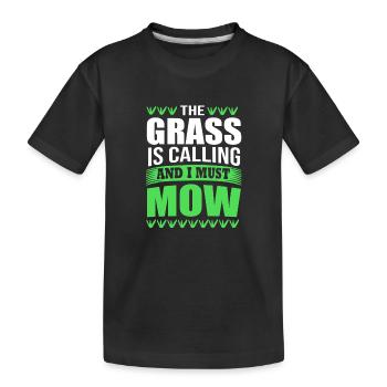 Lawn mower lawn (meadow) - Kids' Premium Organic T-Shirt - black - Front