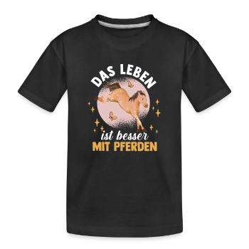 Reiten Pferdeliebhaber Reiterhof Pferde - Kinder Premium Bio T-Shirt - Schwarz - Vorne