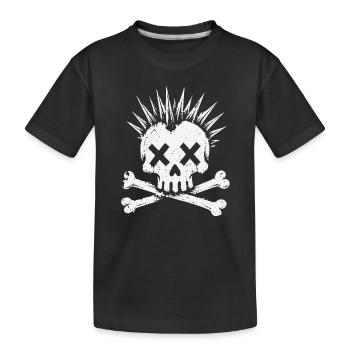 Punk Skull Mohawk Rock Alternative Shirt - Kinder Premium Bio T-Shirt - Schwarz - Vorne