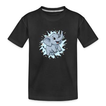 Süßer Elefant mit Farbspritzer - Kinder Premium Bio T-Shirt - Schwarz - Vorne