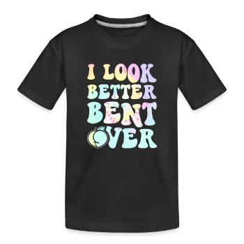Ich sehe besser aus, wenn ich über das Abschlag gebeugt bin. - Kinder Premium Bio T-Shirt - Schwarz - Vorne