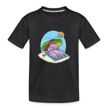 Hippopotamus Beach Parasol Summer - T-shirt bio Premium Enfant - noir - Devant