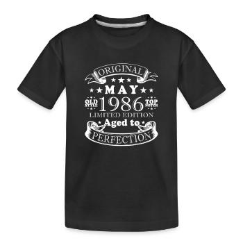 Birthday Greetings May 1986 - Kids' Premium Organic T-Shirt - black - Front