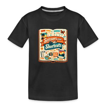 Schere statt Abkürzung | Scrapbooking - Kinder Premium Bio T-Shirt - Schwarz - Vorne