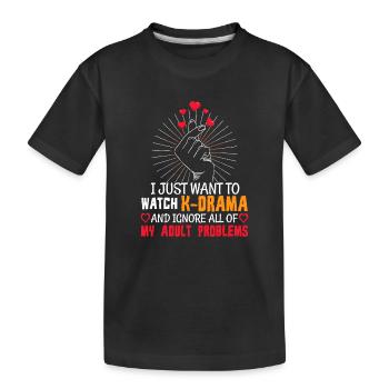 Évasion K-drama : Ignorer les malheurs d’adultes - T-shirt bio Premium Enfant - noir - Devant
