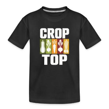 Vegetable Icons Crop Top Design - Kids' Premium Organic T-Shirt - black - Front