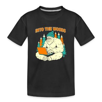 Ordinateur portable Sasquatch dans les bois - T-shirt bio Premium Enfant - noir - Devant