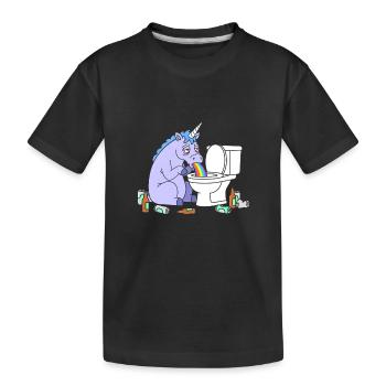 Klo Regenbogen Einhorn - Kinder Premium Bio T-Shirt - Schwarz - Vorne