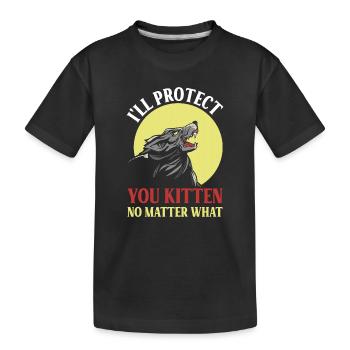 Loup protecteur pour chatons - T-shirt bio Premium Enfant - noir - Devant