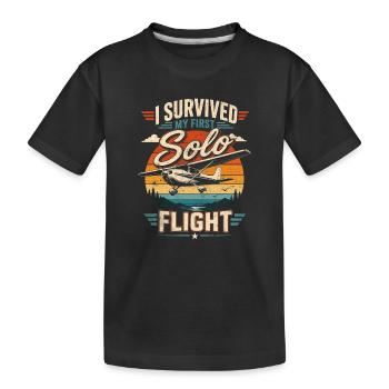 J’ai survécu à mon premier vol solo - T-shirt bio Premium Enfant - noir - Devant