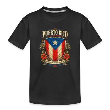 Puerto Rico Vintage Shield - Kinder Premium Bio T-Shirt - Schwarz - Vorne