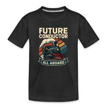 Future Conductor Train - Kids' Premium Organic T-Shirt - black - Front