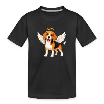 Beagle Engel Flügel Heiligenschein Andenken  - Kinder Premium Bio T-Shirt - Schwarz - Vorne