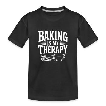 Backen ist meine Therapie - Kinder Premium Bio T-Shirt - Schwarz - Vorne