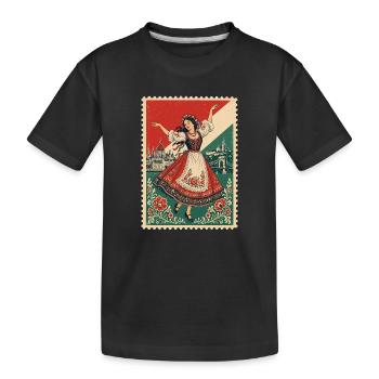 Timbre-poste vintage de danse folklorique hongroise - T-shirt bio Premium Enfant - noir - Devant