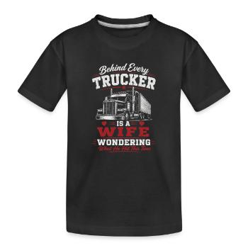 Ehefrau Lastwagenfahrer Fernfahrer Trucker Humor - Kinder Premium Bio T-Shirt - Schwarz - Vorne