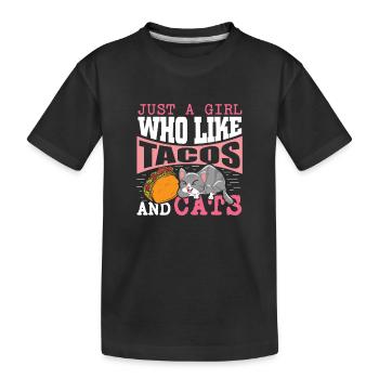 Chat Taco Chat Domestique Propriétaire de Chat - T-shirt bio Premium Enfant - noir - Devant
