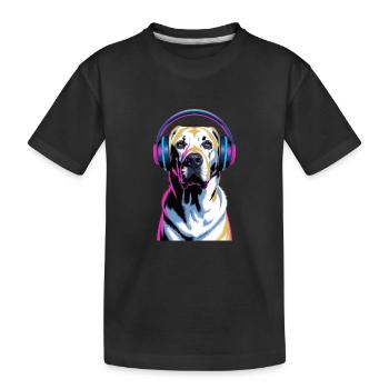 Labrador avec casque - T-shirt bio Premium Enfant - noir - Devant