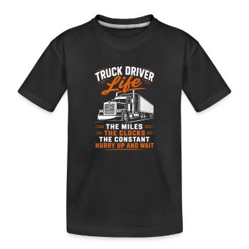 Lastwagen Fahrer Trucker LKW Diesel Fernfahrer - Kinder Premium Bio T-Shirt - Schwarz - Vorne
