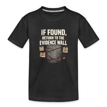 Back to the Wall of Evidence | True Crime - Kids' Premium Organic T-Shirt - black - Front