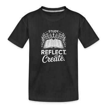 Étudier Réfléchir Créer : Laurier à livre ouvert - T-shirt bio Premium Enfant - noir - Devant