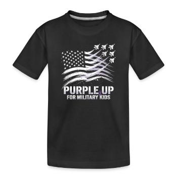 Purple for Military Kids - Kids' Premium Organic T-Shirt - black - Front