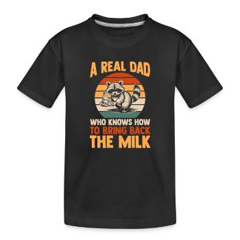 Papa raton laveur drôle revenu avec un panda déchet. - T-shirt bio Premium Enfant - noir - Devant