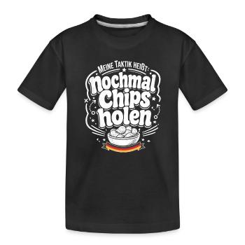 Nochmal Chips holen Taktik - Kinder Premium Bio T-Shirt - Schwarz - Vorne