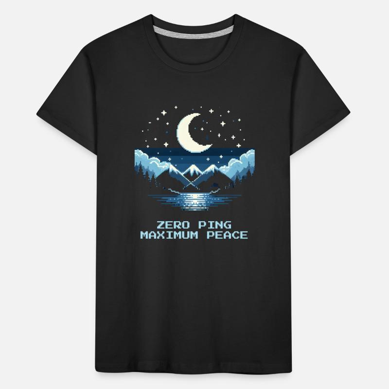 Null Ping, maximaler Frieden | Pixel Gaming Kinder Premium Bio T-Shirt