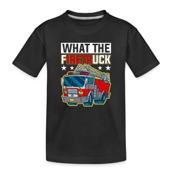 What the Firetruck Cartoon Fire Truck - Kids' Premium Organic T-Shirt - black - Front