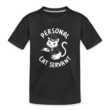 Garçon chat avec du thé - T-shirt bio Premium Enfant - noir - Devant