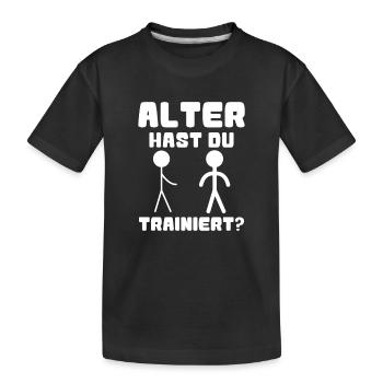  Alter Hast Du Trainiert? Strichmännchen Fitness - Kinder Premium Bio T-Shirt - Schwarz - Vorne