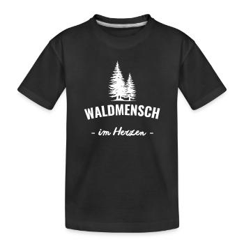 Waldmensch im Herzen – Zuhause im Wald - Kinder Premium Bio T-Shirt - Schwarz - Vorne