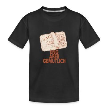 Eng aber gemütlich Sardinen Design - Kinder Premium Bio T-Shirt - Schwarz - Vorne
